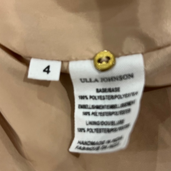 ULLA JOHNSON BLUSH PINK/GOLD SEQUIN PUFF SLEEVE BLOUSE - Picture 5 of 7